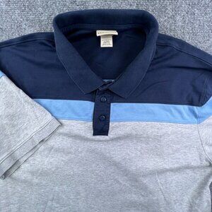 LL Bean Polo Shirt Men's Large Blue Gray Short Sleeve Pima Cotton 296741 Adult